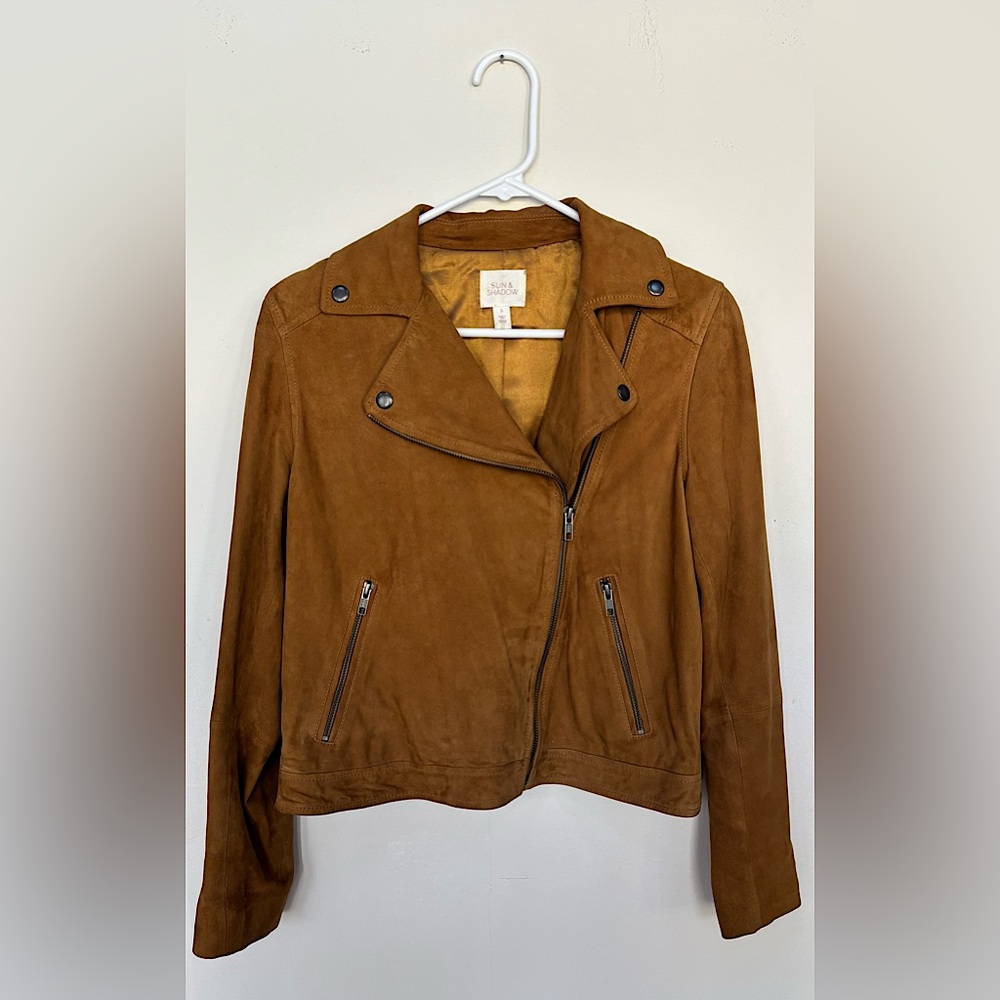 Sun & Shadow Suede Crop Moto Jacket